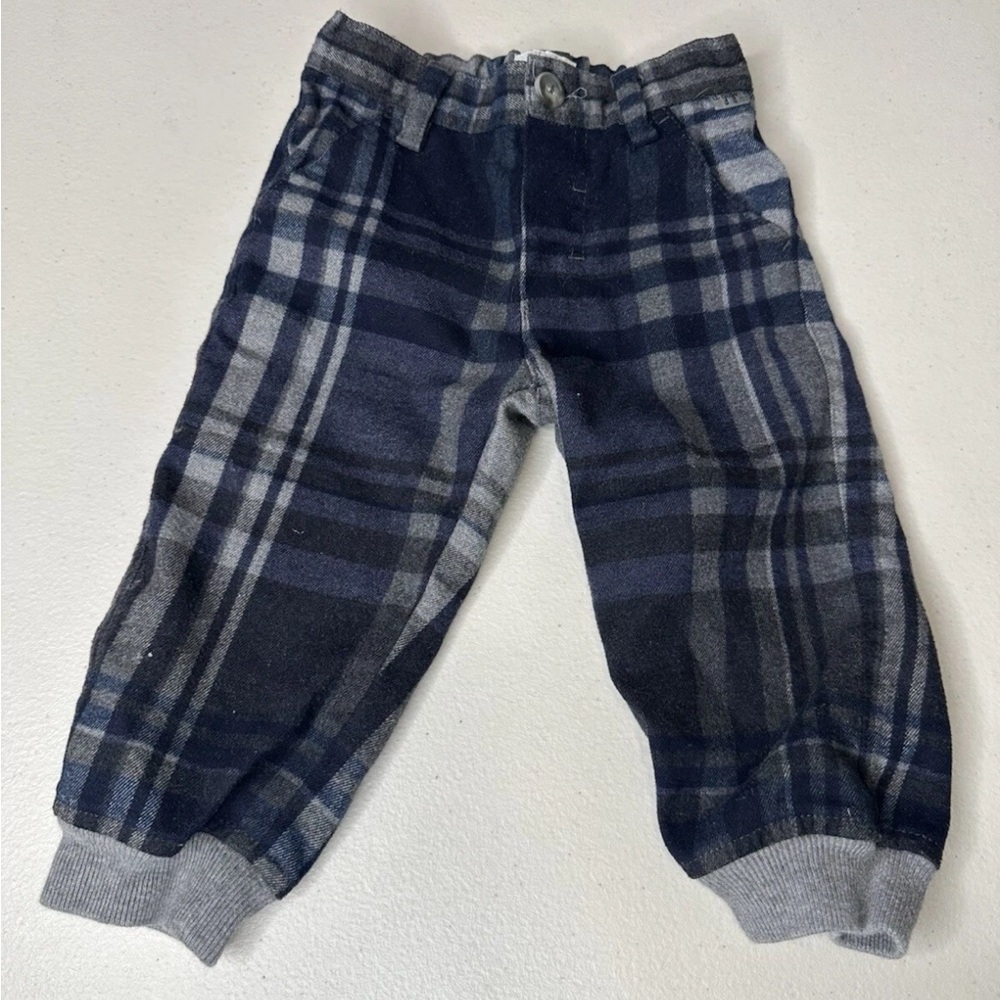 IL GUFO BLUE PLAID PANTS TROUSERS INFANT BOY 12 MOS